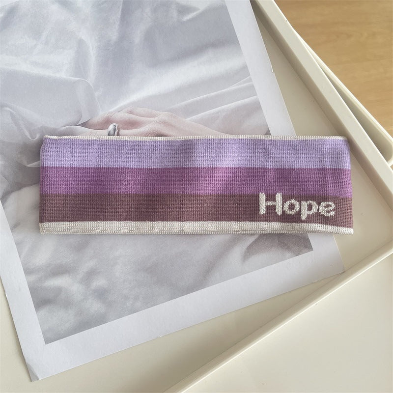 Wholesale Fabric Color Block Alphabet Knitted Wide-brimmed Headband