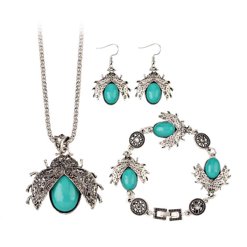 Wholesale Seven Star Ladybug Three Piece Alloy Earrings