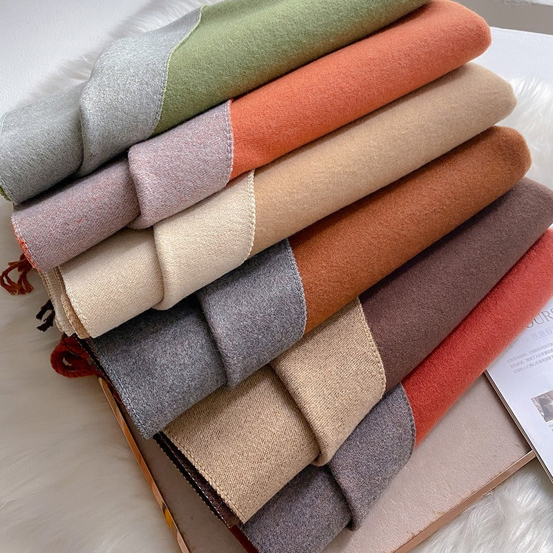 Wholesale Double Sided Solid Color Scarf Long Thickened Warm Shawl