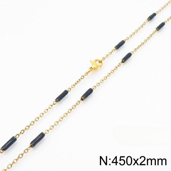Wholesale Style Simple Splicing Titanium Steel Gold-plated Necklace