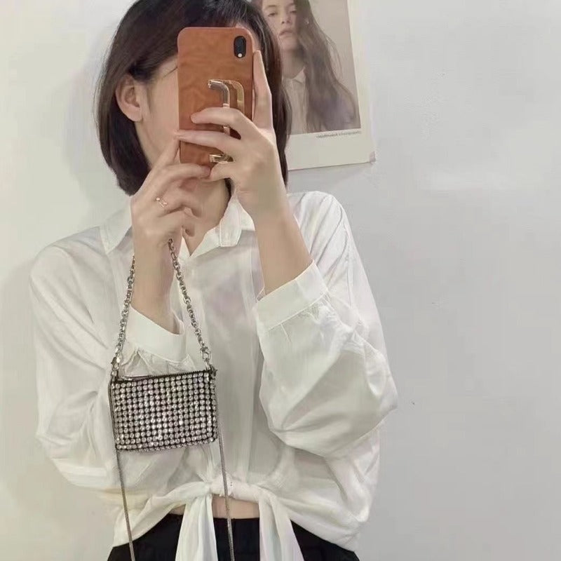 Wholesale Rhinestone Encrusted Mini Chain Messenger Bag