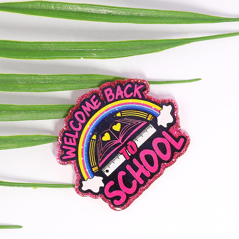 Wholesale 10pcs Loose Powder Cartoon Teacher Stationery Acrylic Pin Cute DIY Patch