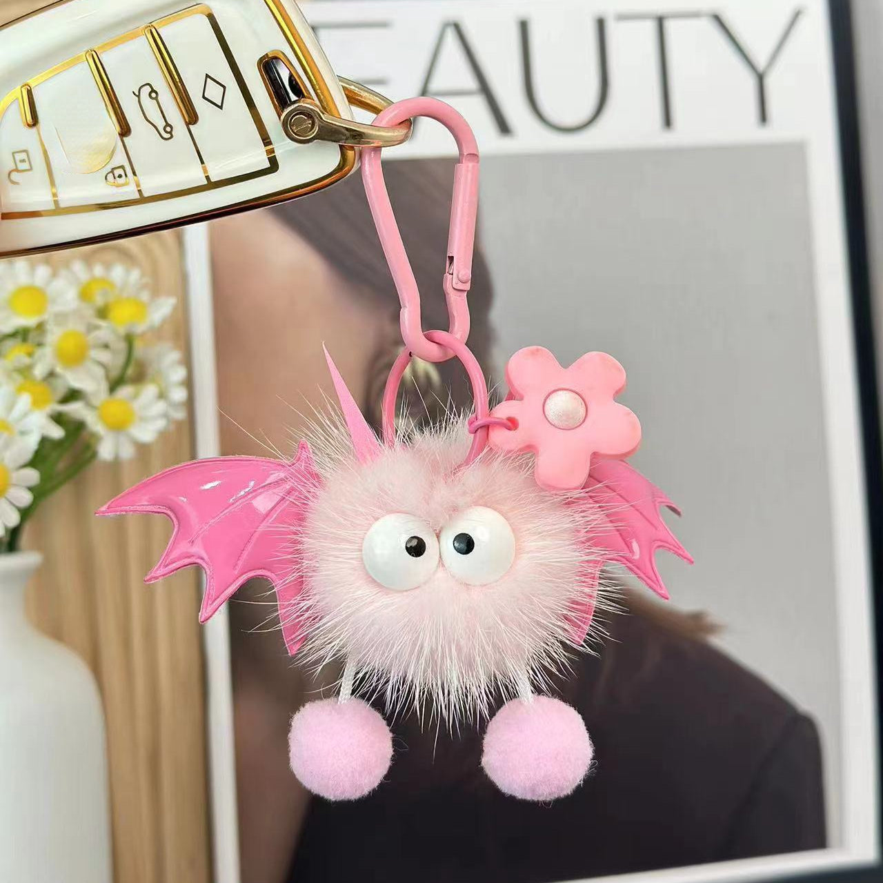 Wholesale Halloween Fur Ball Imp Key Ring