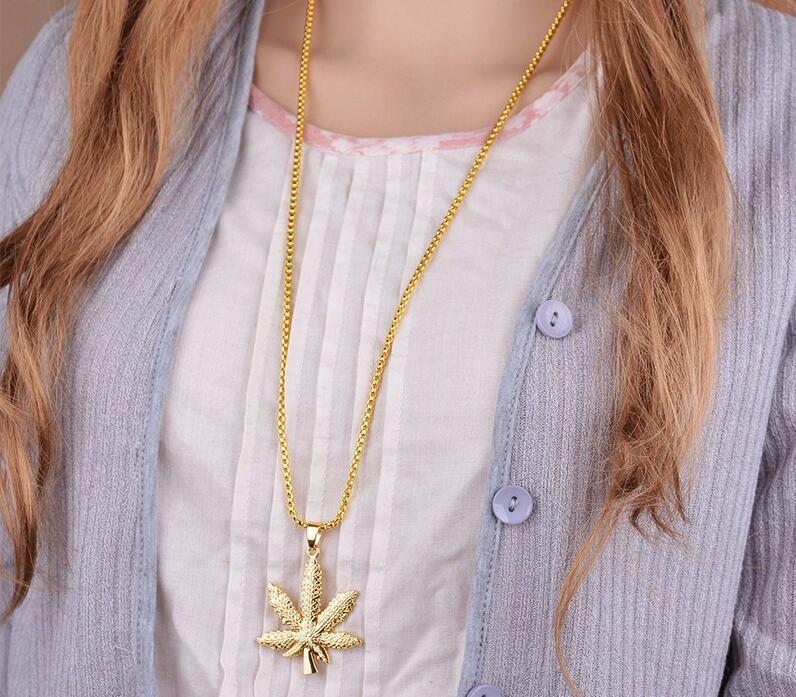 Wholesale Hip Hop Gold, Silver and Black Maple Leaf Necklace