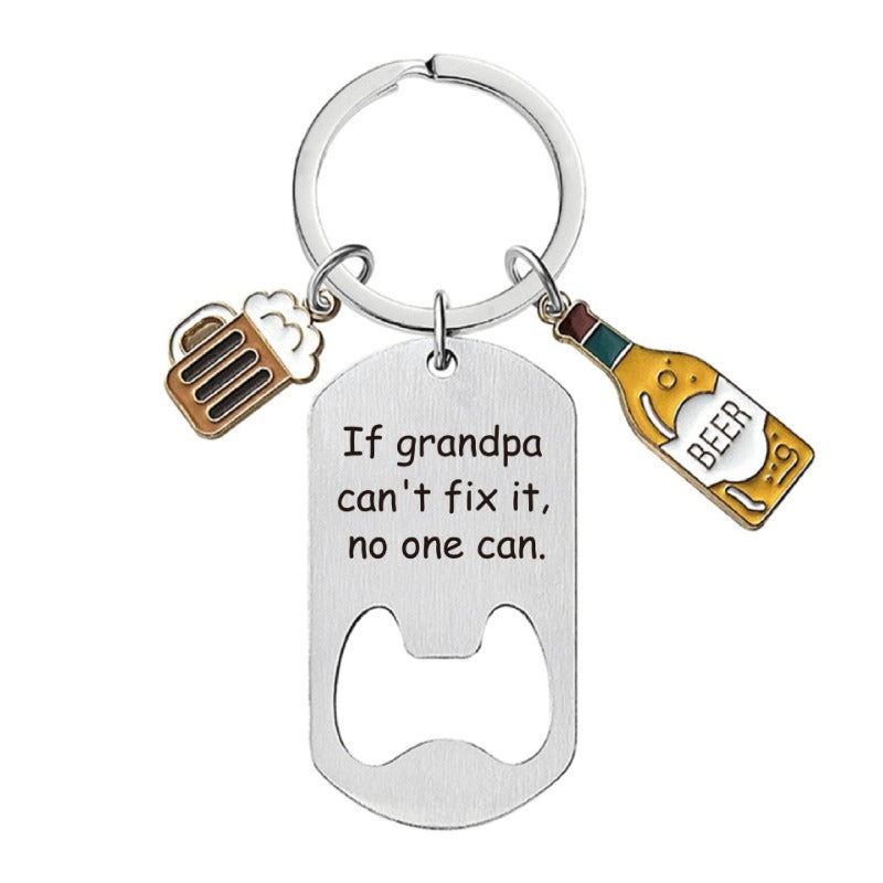 Wholesale Father's Day Gift Metal Engraving Stainless Steel Bottle Opener Keychain