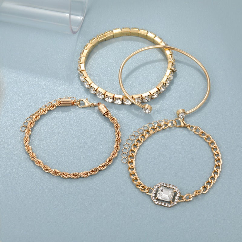 Wholesale Retro Fried Dough Twists Alloy Bracelet Suit