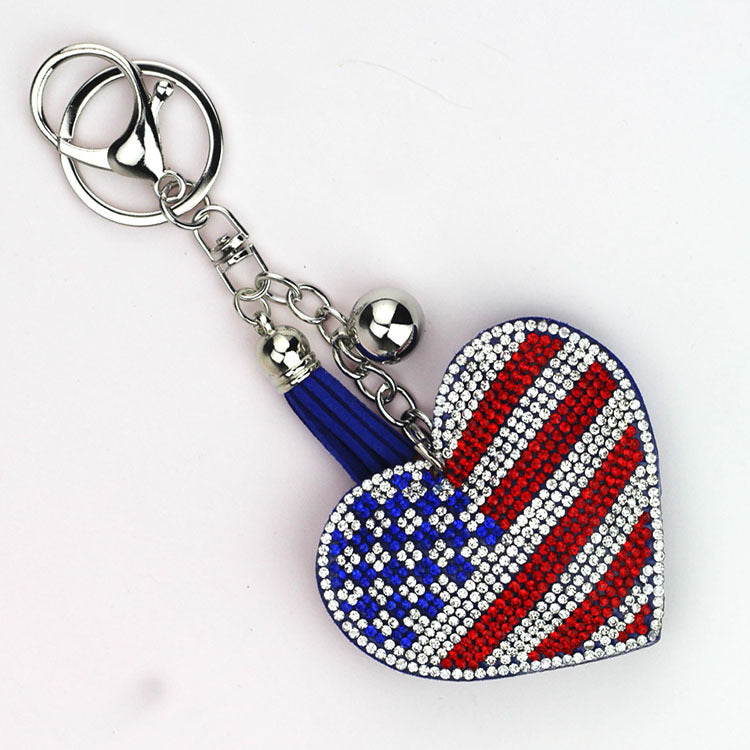 Wholesale Velvet Inlaid Diamond Heart Keychains