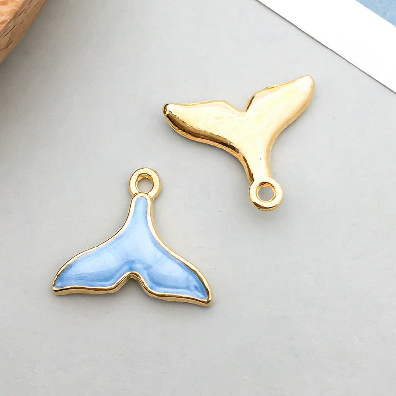 Wholesale Mix 30 Lake Blue Drip Oil Alloy Cute Cartoon Simulation Animal Pendant