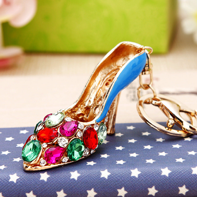 Wholesale Metal Rhinestone Pumpkin Carriage Keychain Bag Charm Pink Car Key Accessory Decorative Gift