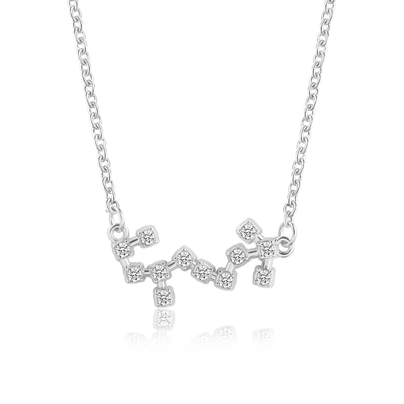 Wholesale Zircon Twelve Constellations Guardian Necklace Collarbone Chain