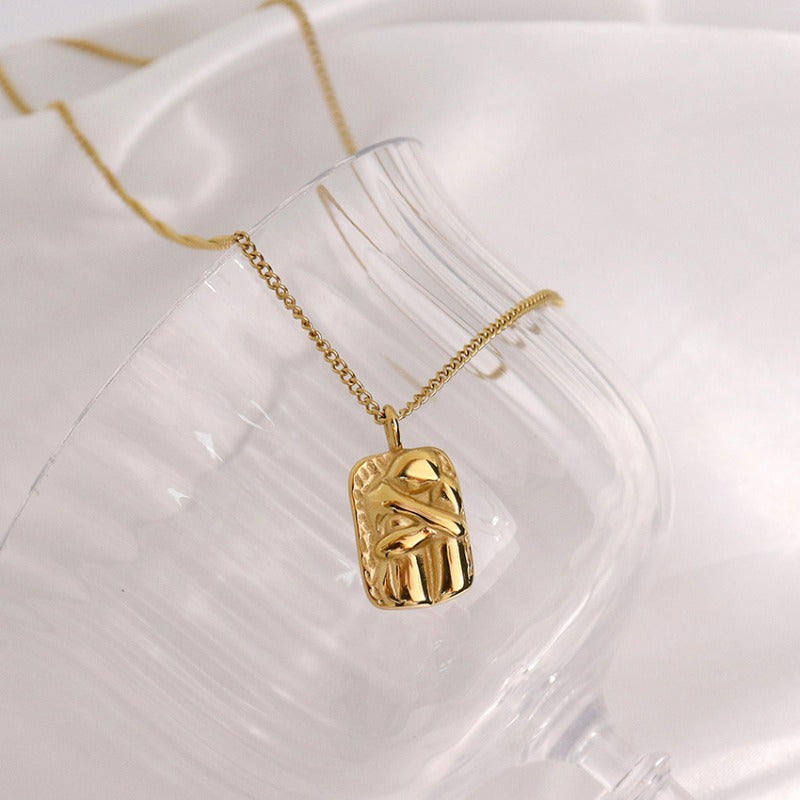 Wholesale Square Pendant Titanium Steel Necklace Gold Plated Sweater Chain