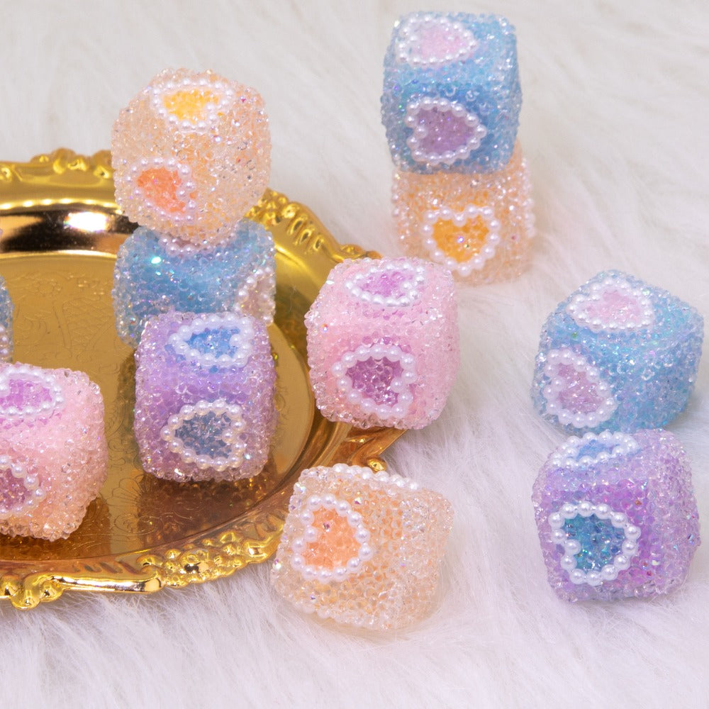 Wholesale 5pcs18mm Sugar Cube Love Acrylic Multi-faceted Love Beads