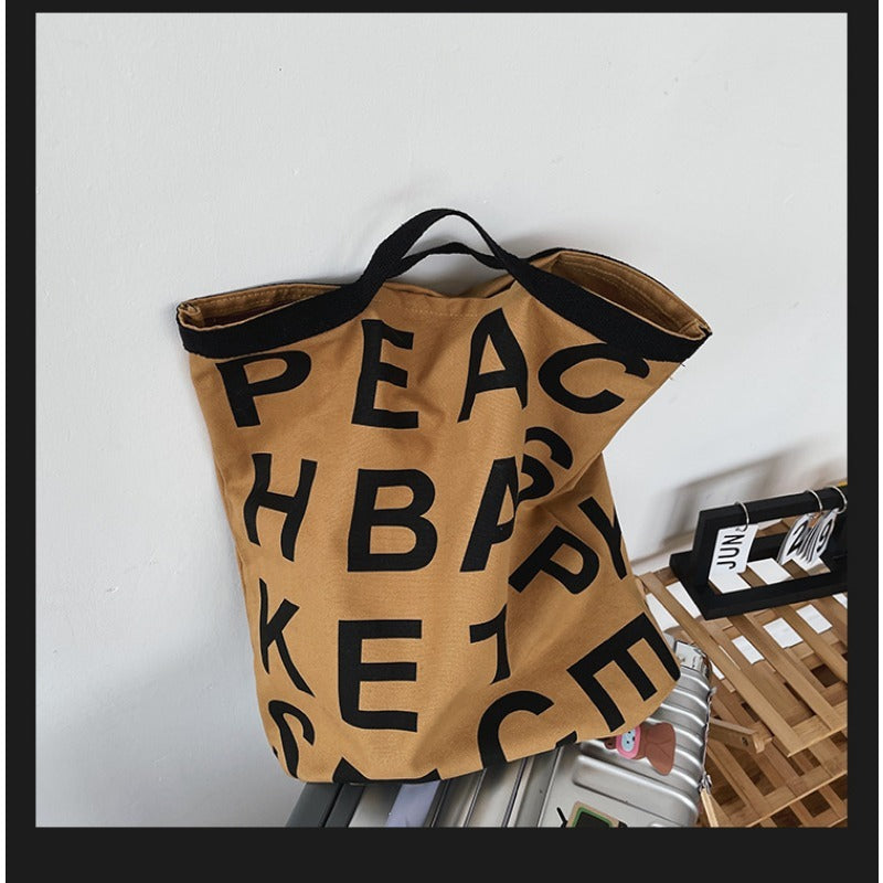 Wholesale Simple Letter Canvas Large Capacity Handbag