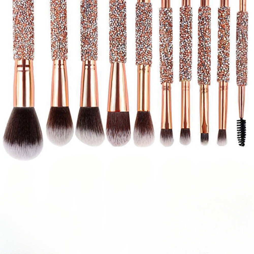 Wholesale Set of 10 Makeup Brushes with Diamond Handles