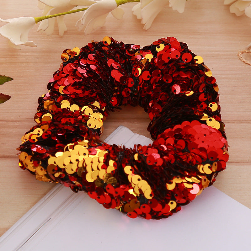 Wholesale Version of Sequins Rubber Band Hair Scrunchies