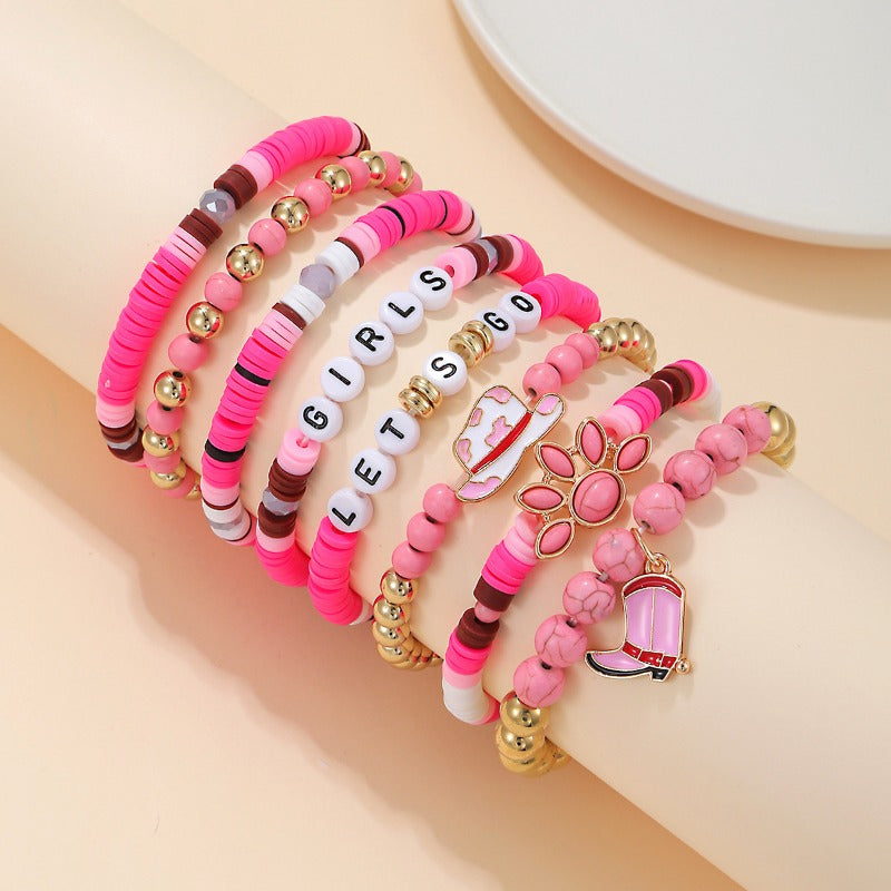 Wholesale Ethnic Style Bullhead Cactus Multi Layer Western Cowboy Turquoise Elastic Bracelet