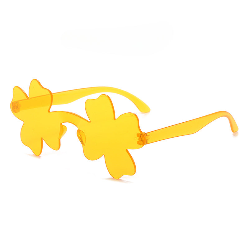 Wholesale of New One-piece Four-leaf Clover Flower Bow PC Sunglasses