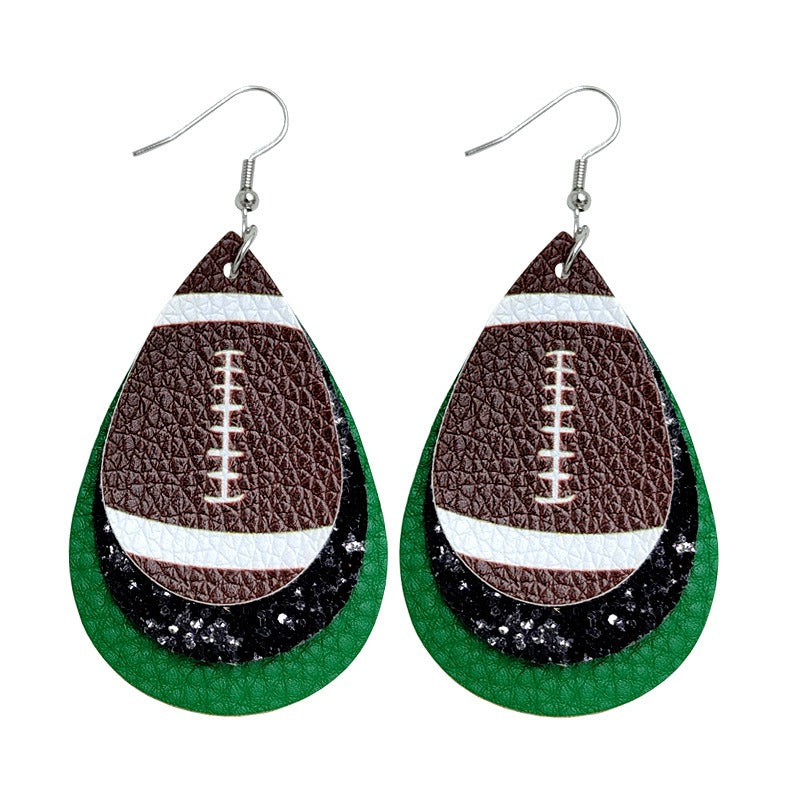 Wholesale Rugby Drop Shaped Leather Earrings