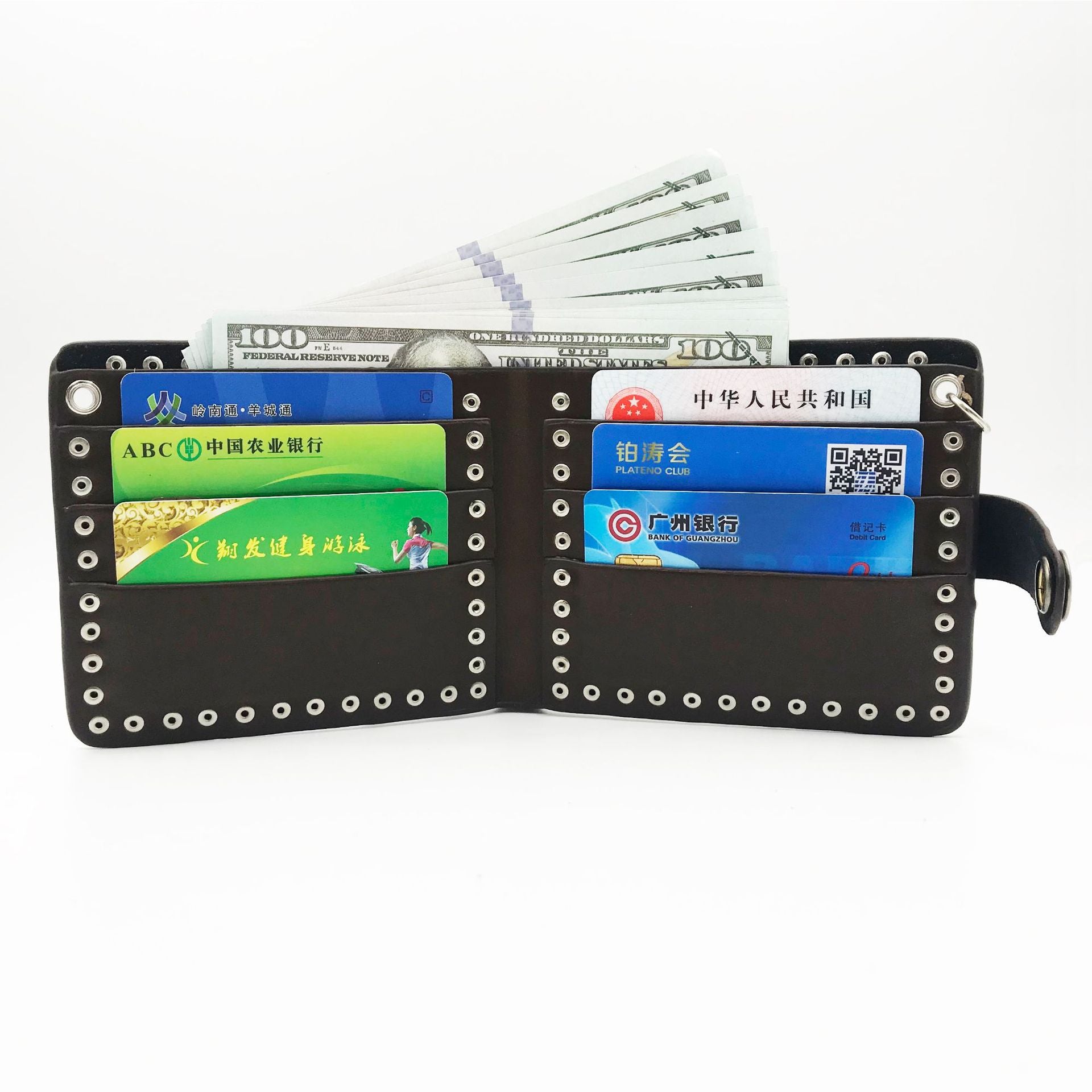 Wholesale PU Punk Men's Motorcycle Wallet Gothic Skull Wallet Cross Wallet with Chain