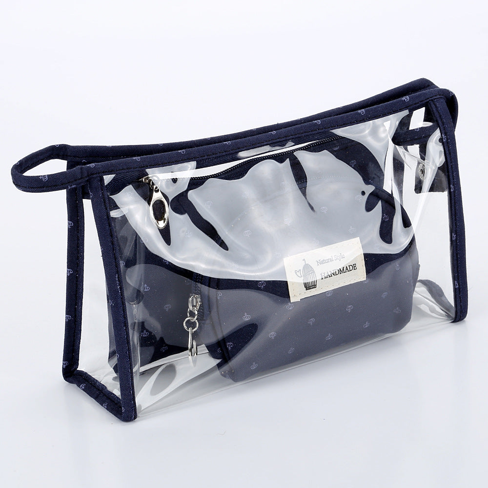 Wholesale Transparent Three Piece Makeup Bag Travel Cotton Storage Bag