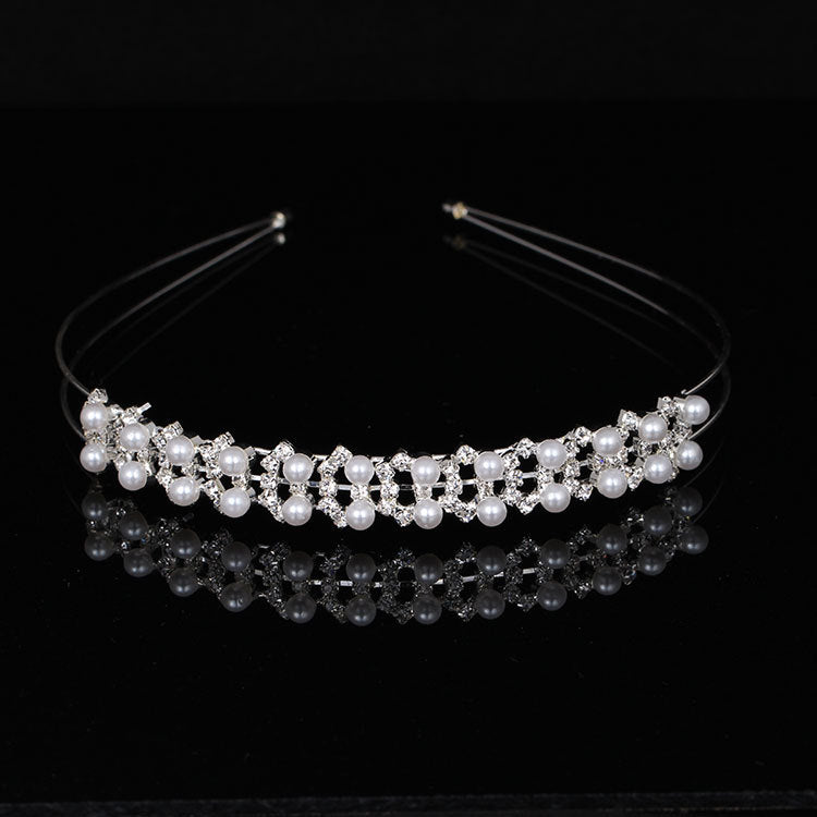 Wholesale Pearl double row rhinestone headband jewelry