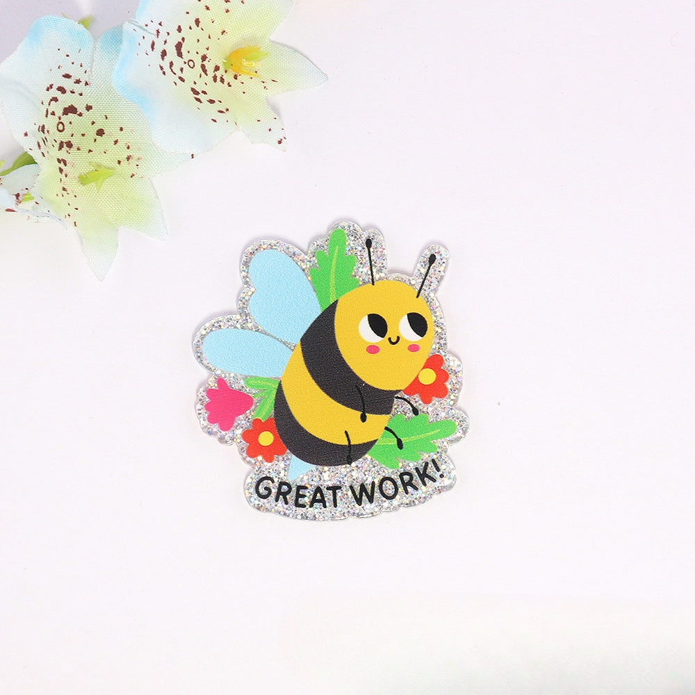 Wholesale 10pcs/pack New Loose Pink Cartoon Medical Bee Bag Jewelry Acrylic Pin Cute DIY Patch Accessories