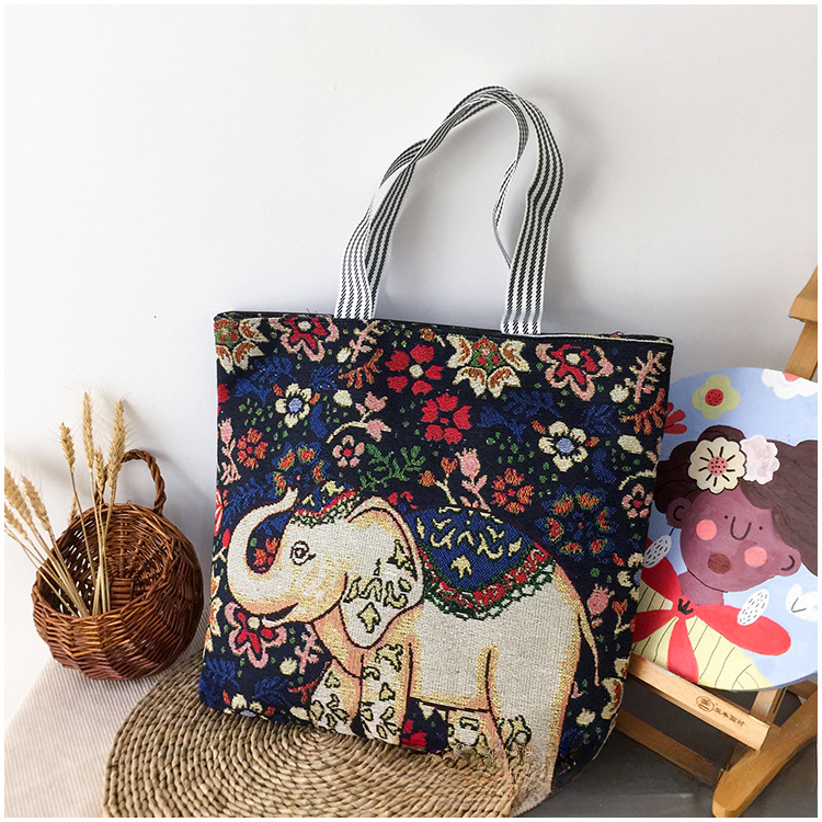 Wholesale Vintage Embroidery Knitted Bag Canvas Bag