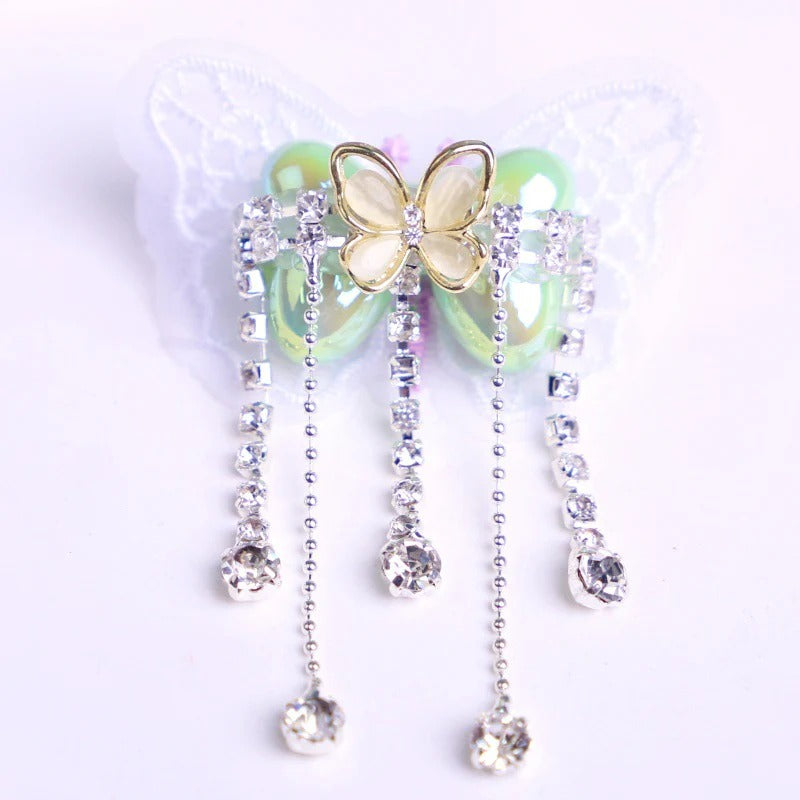Wholesale 2pcs Fantasy Embroidery Bow Knots Pearl Plastic Beads