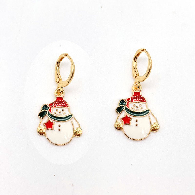 Wholesale Christmas Snowman Pendant Alloy Earrings