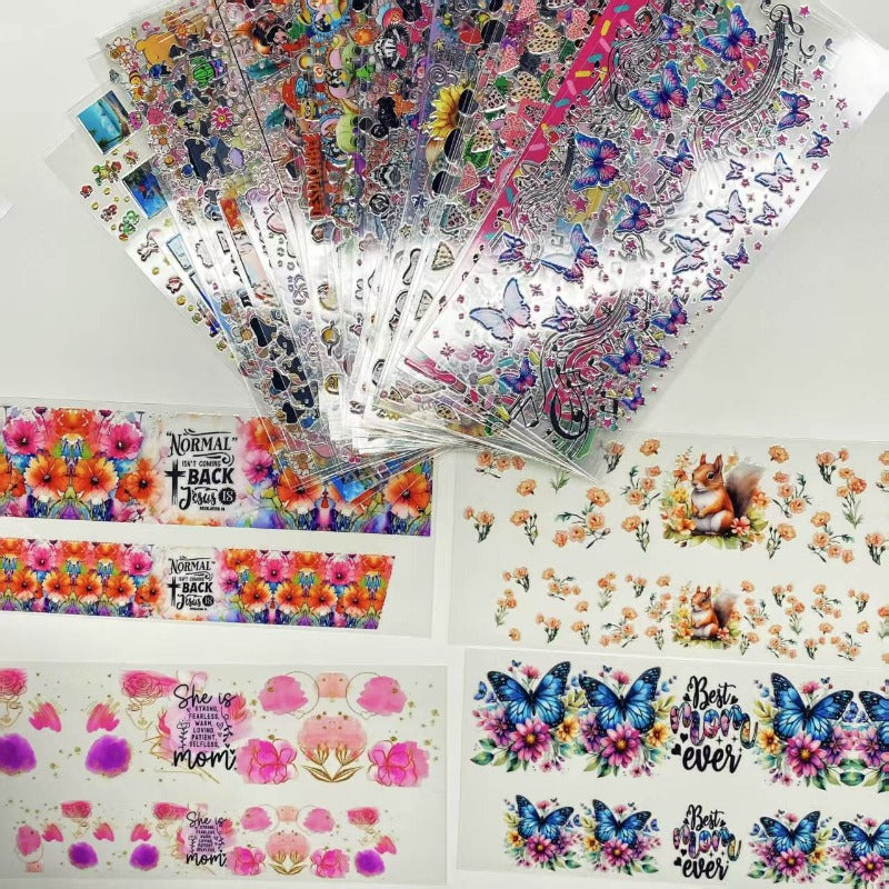 Wholesale 3oz mini cup UV DTF stickers Random 20pcs/50pcs Wraps