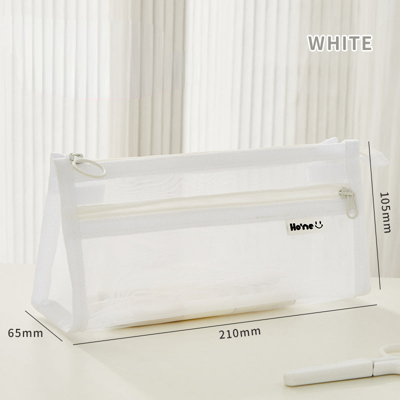 Wholesale Transparent Double-layer Mesh Pen Bags