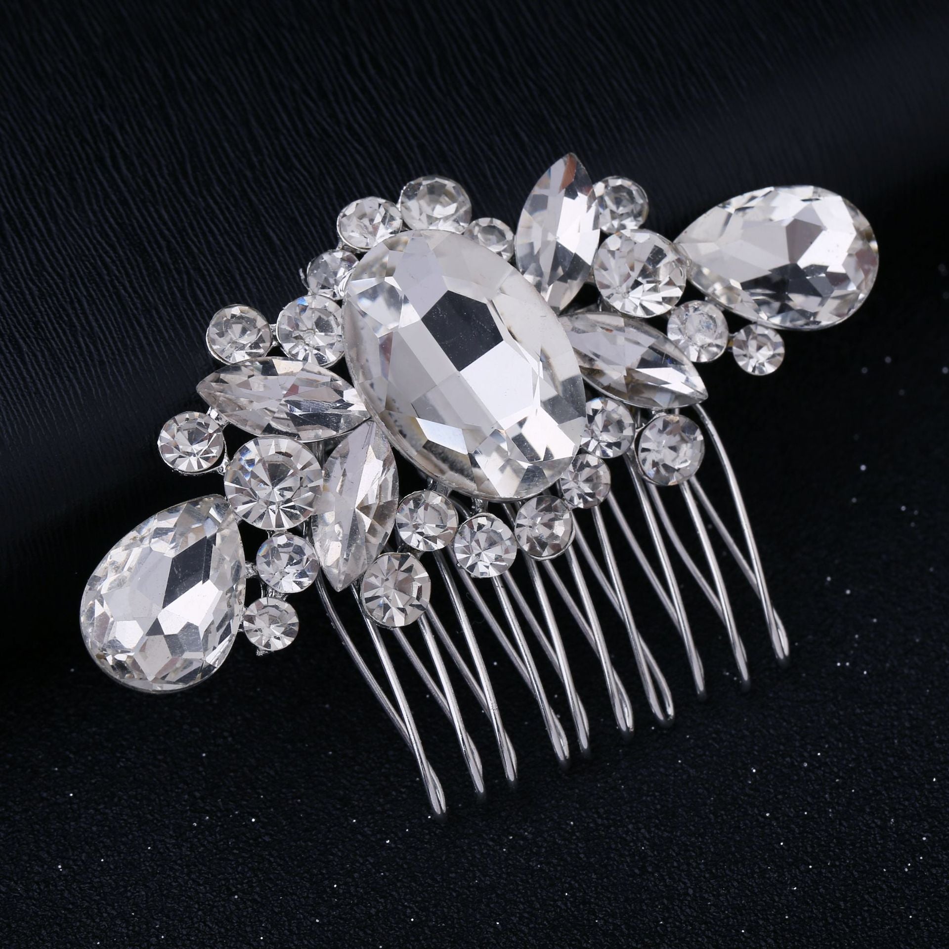 Wholesale Five Petal Flower Crystal Diamond Pearl Alloy Hair Combs