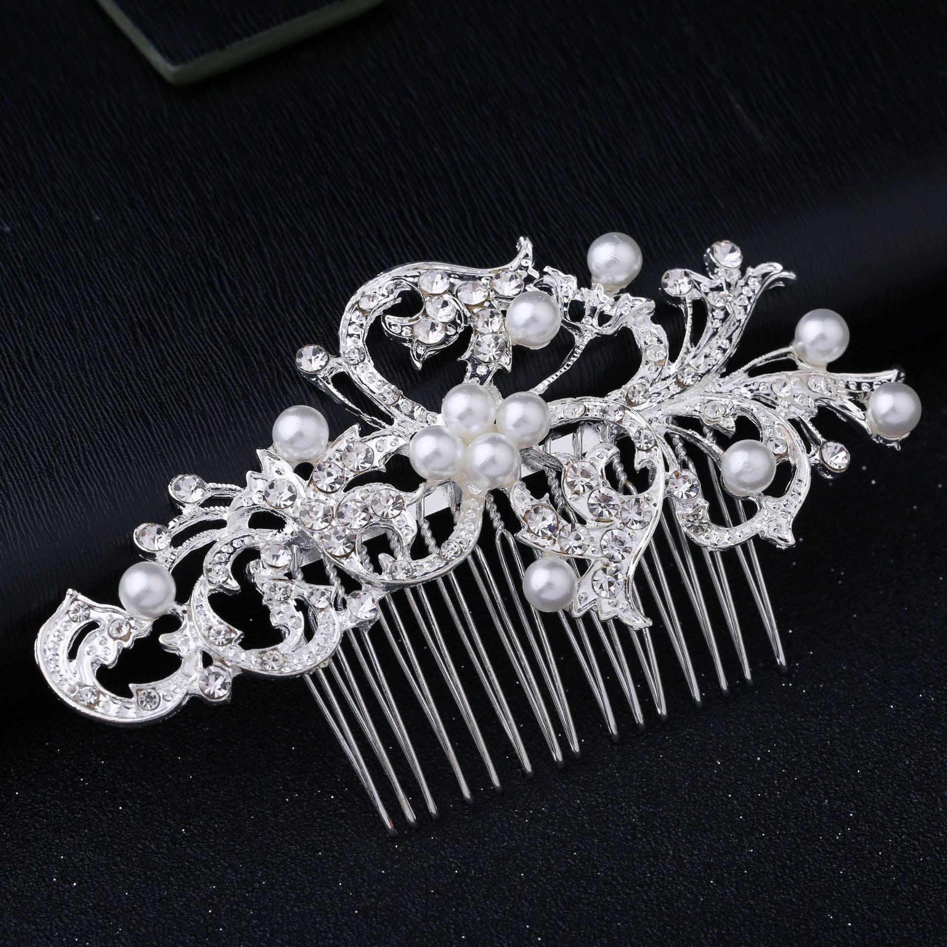 Wholesale Five Petal Flower Crystal Diamond Pearl Alloy Hair Combs