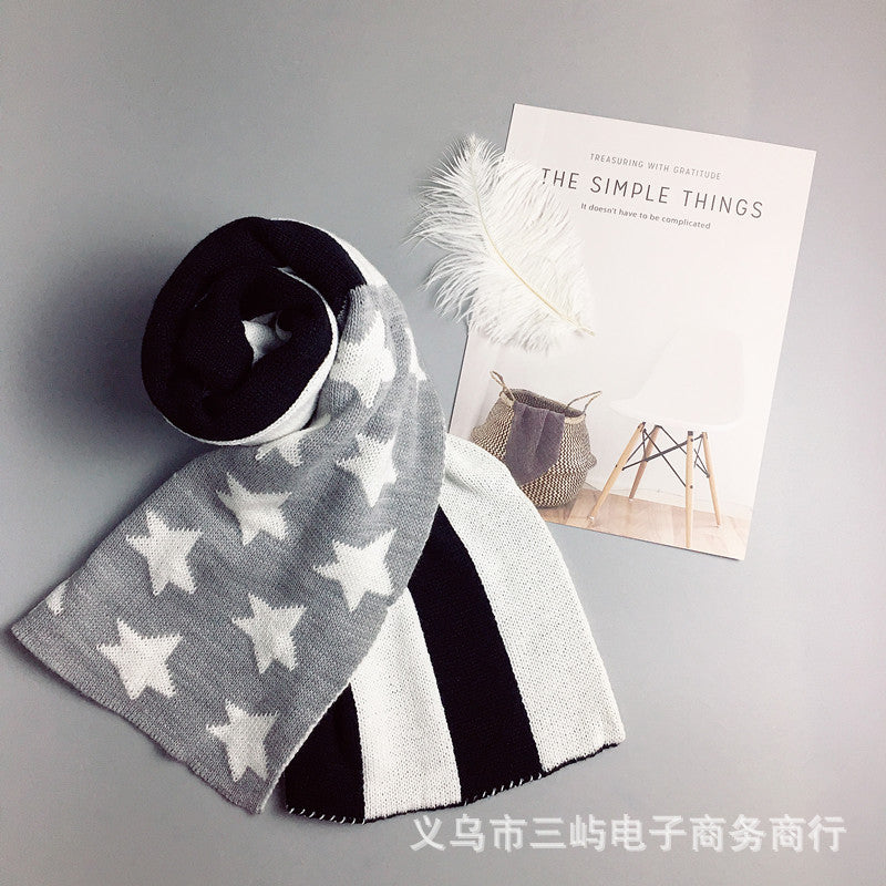 Wholesale Thickened Double-sided Knitted Jacquard National Flag Scarves