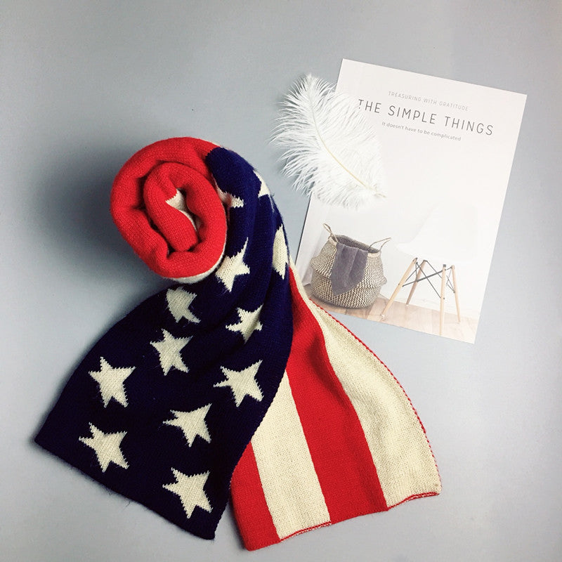 Wholesale Thickened Double-sided Knitted Jacquard National Flag Scarves