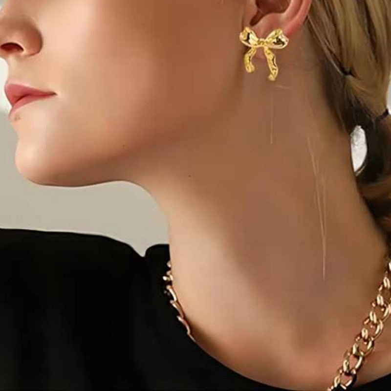 Wholesale Genuine Gold Plated Titanium Steel Heart-shaped Mirror Tassel Stainless Steel Earrings
