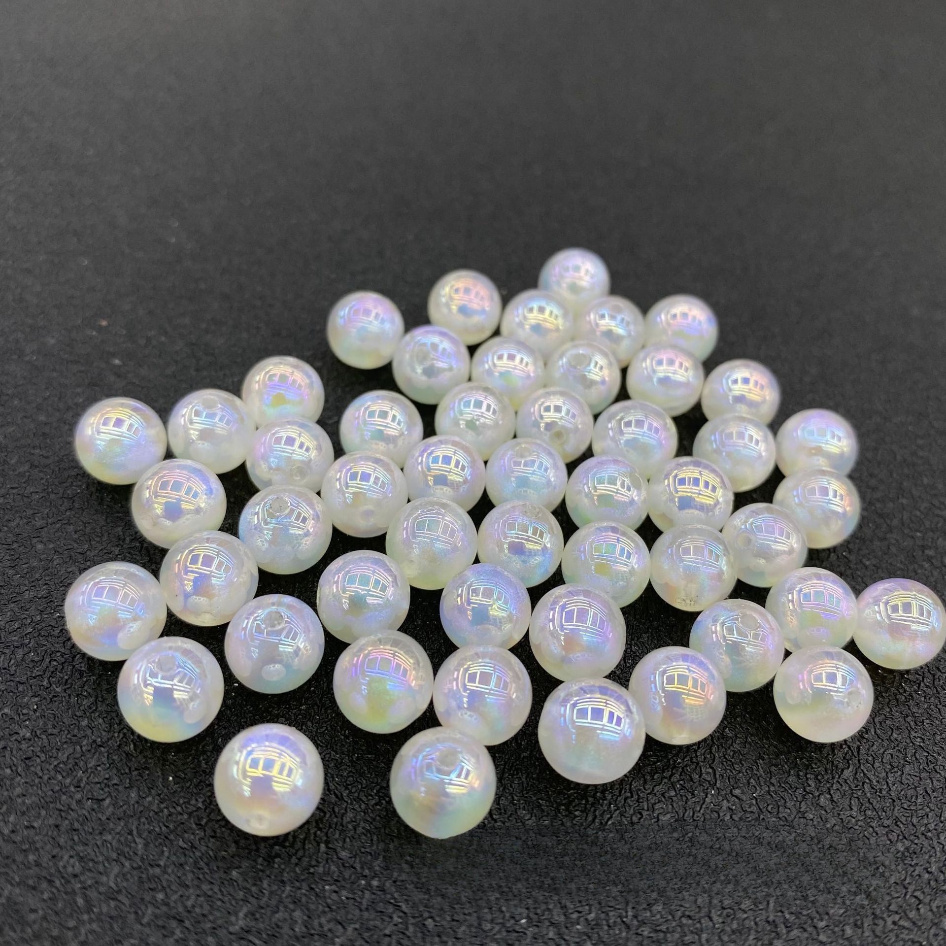 Wholesale of 100PCS/PACK Resin Moonlight Beads, Colorful Pearls, Half Hole Round Beads