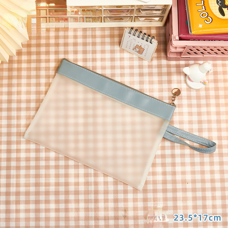 Wholesale PVC Transparent Portable Zipper A4 File Bag