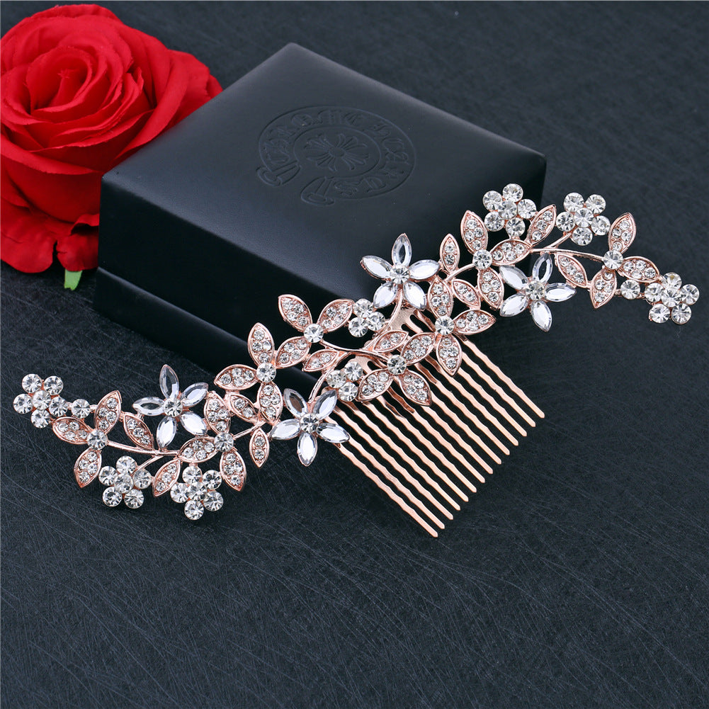 Wholesale Five Petal Flower Crystal Diamond Pearl Alloy Hair Combs