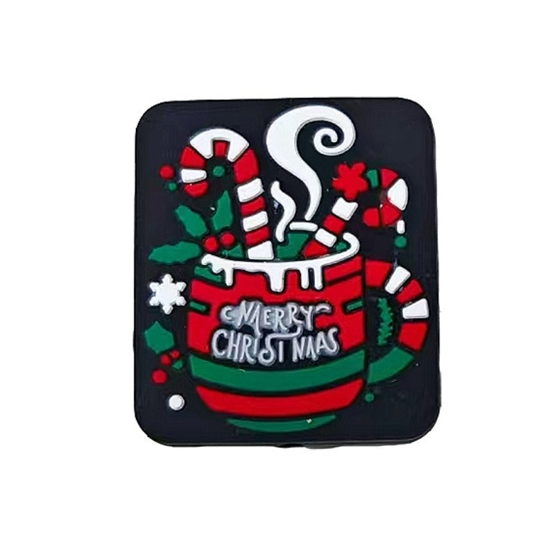 Wholesale 10pcs Christmas Cup Shape Grid Design Cup Cane Pattern Beads