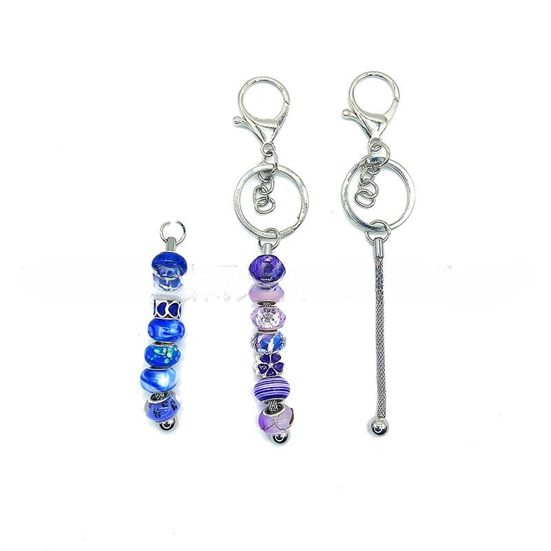 Wholesale DIY Beaded Metal Stainless Steel Round Mesh Chain Keychain