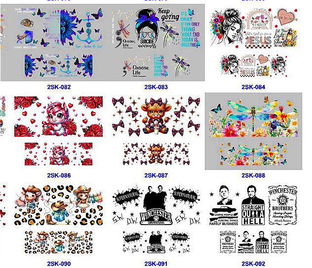 Wholesale 8pcs Cow Dragonfly Mini Cup Keychain Sticker