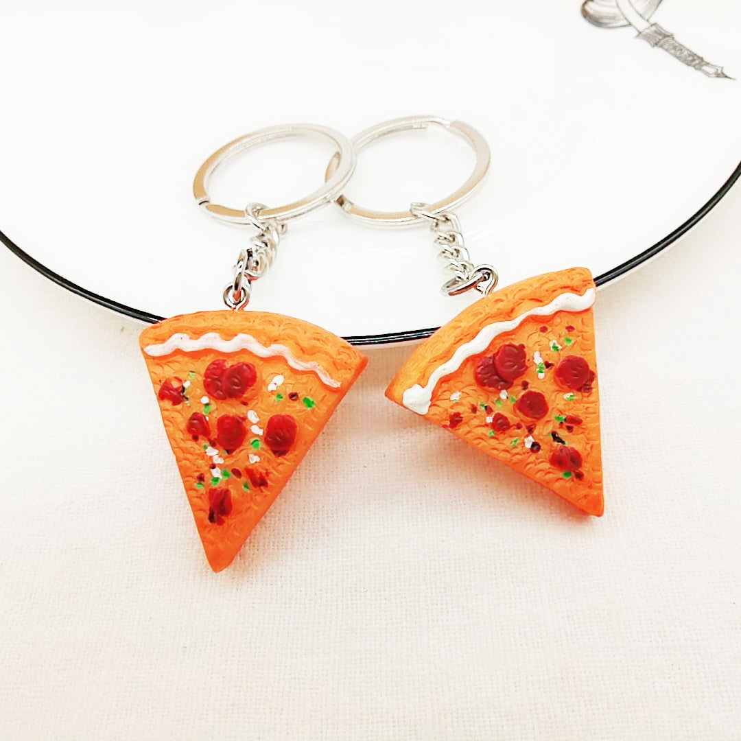 Llaveros de resina de pizza de simulación al por mayor
