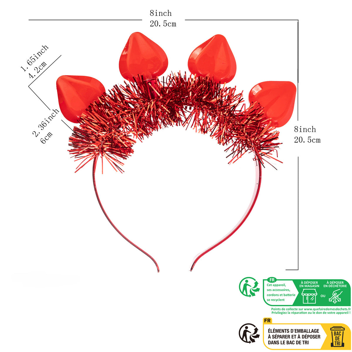 Wholesale Valentine's Day 6-function LED Lights, Peach Heart Plastic Hair Clips