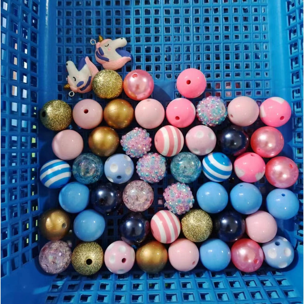 Wholesale 50pcs 20mm Acrylic Blue Series Assorted Mixed Color Beads