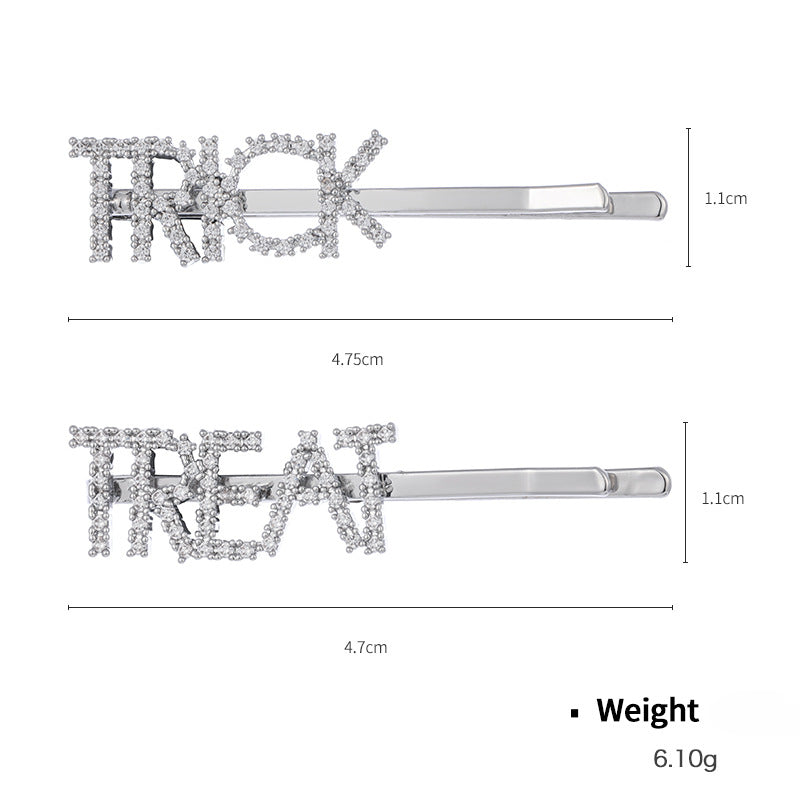 Wholesale English Letter Fluorescent Rubber Paint Zircon One Character Clip