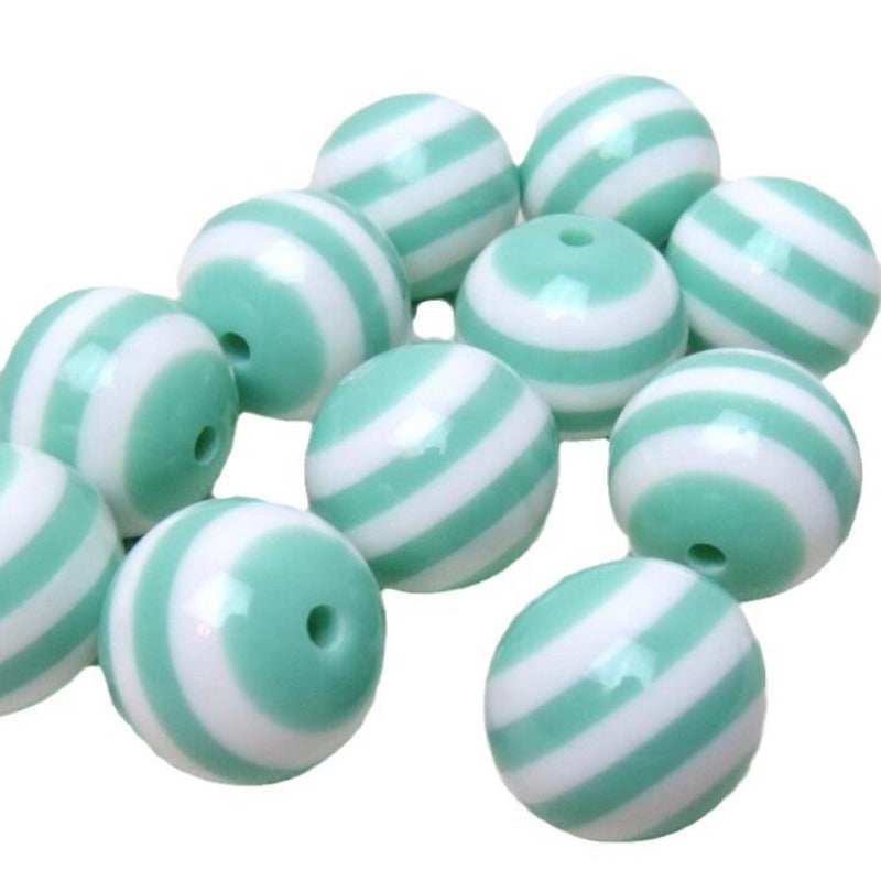 Wholesale 5pcs 20MM Resin Stripe Beads DIY Green Stripe Beads