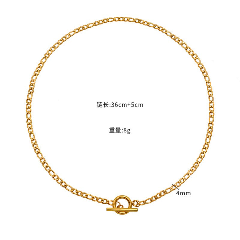Wholesale Coarse Mineral Clavicle Neck Chain OT Buckle Design Cuban Chain Titanium Steel Necklaces