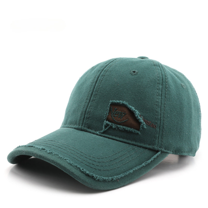 Wholesale Cotton Ripped Solid Color Letter Embroidered Baseball Cap