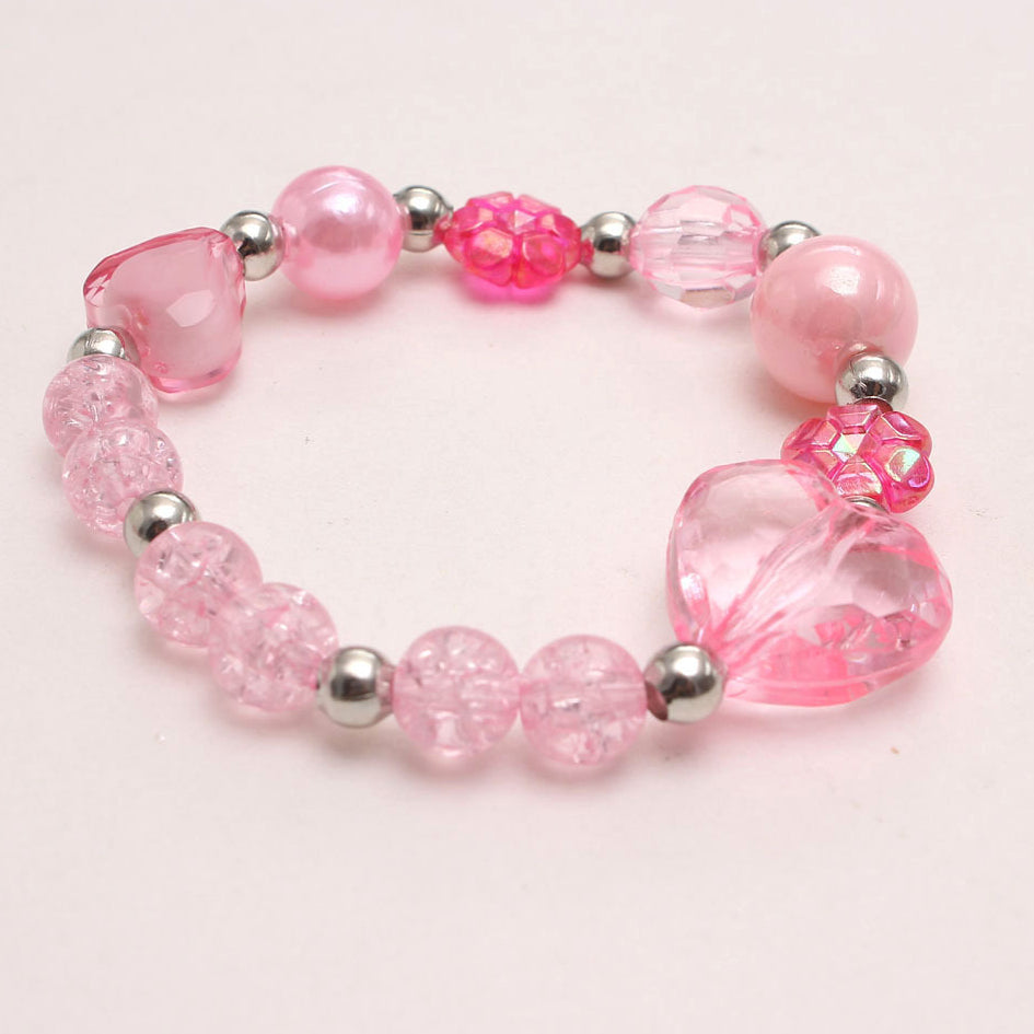 Wholesale New Pink Love Pendant Children's Necklace Set Acrylic Pendant Beads Girl Necklace Bracelet